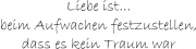 Liebe ist... beim Aufwachen festzustellen, dass es kein Traum wa